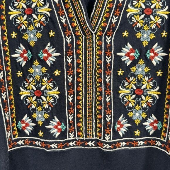 J Jill Navy Blue Embroidered Boho Sleeveless Cotton Blend Summer Casual Top - Picture 9 of 13
